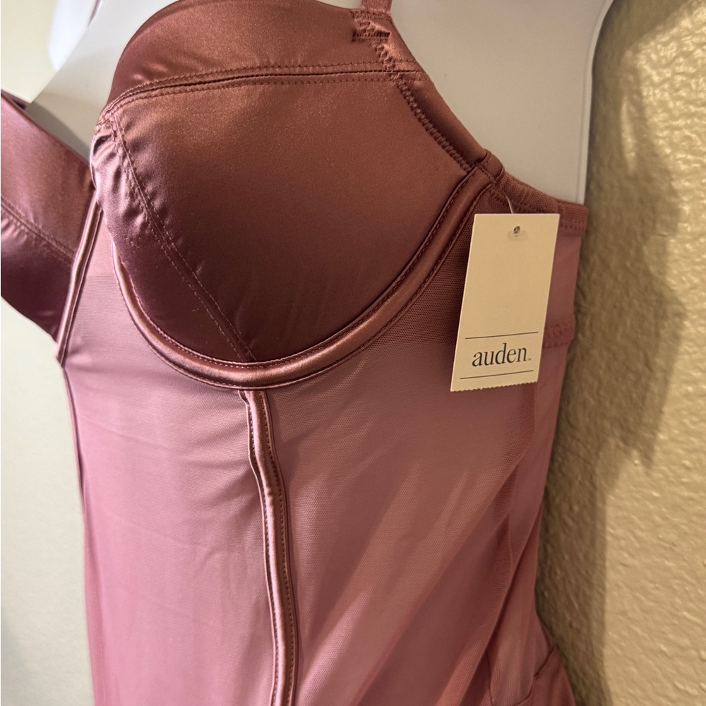 Auden Mauve Satin & Mesh Bodysuit NWT Strappy XS–XXL - Picture 3 of 6